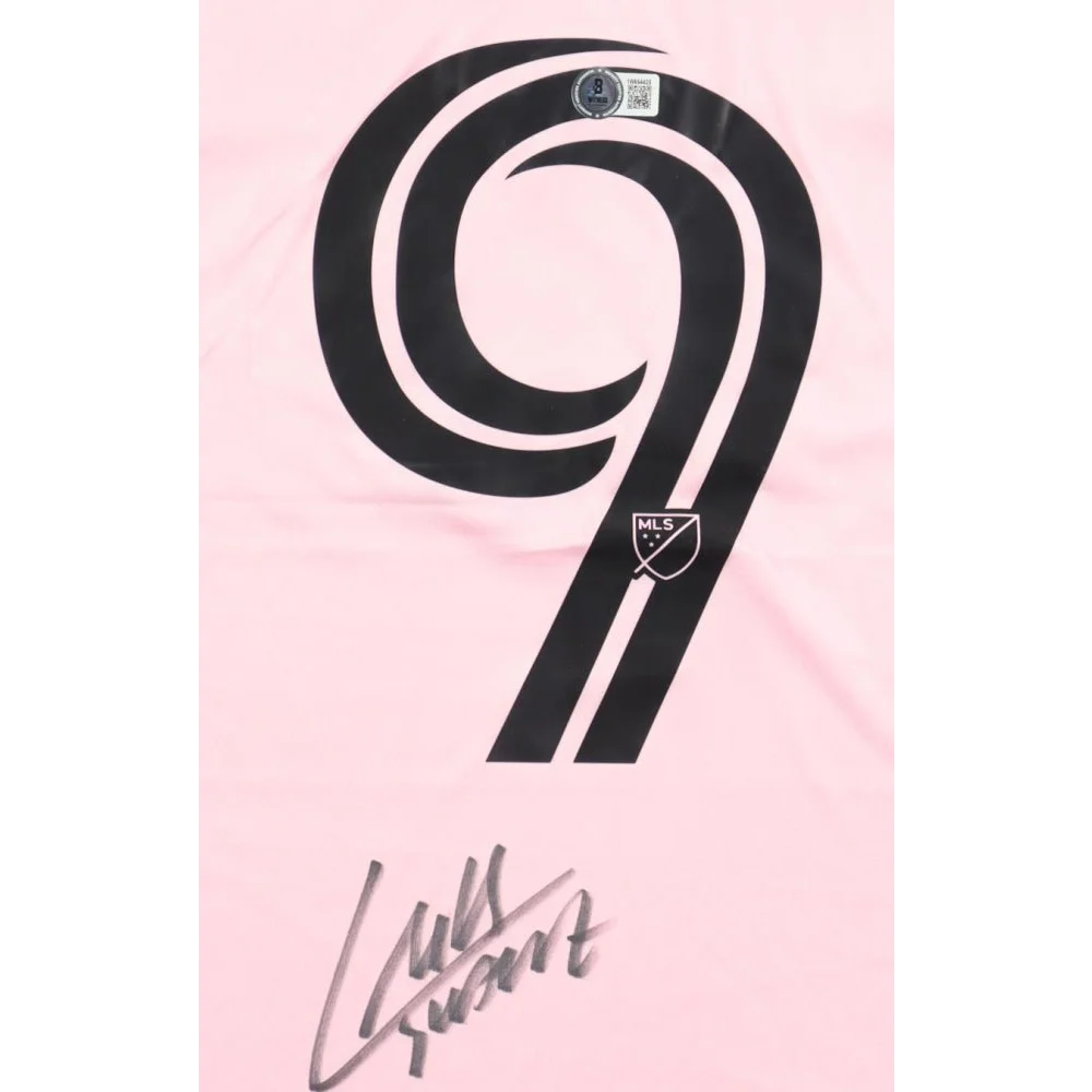 Luis Suarez Inter Miami signed pink jersey with black number 9 and signature