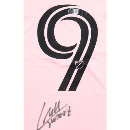 Luis Suarez Inter Miami signed pink jersey with black number 9 and signature