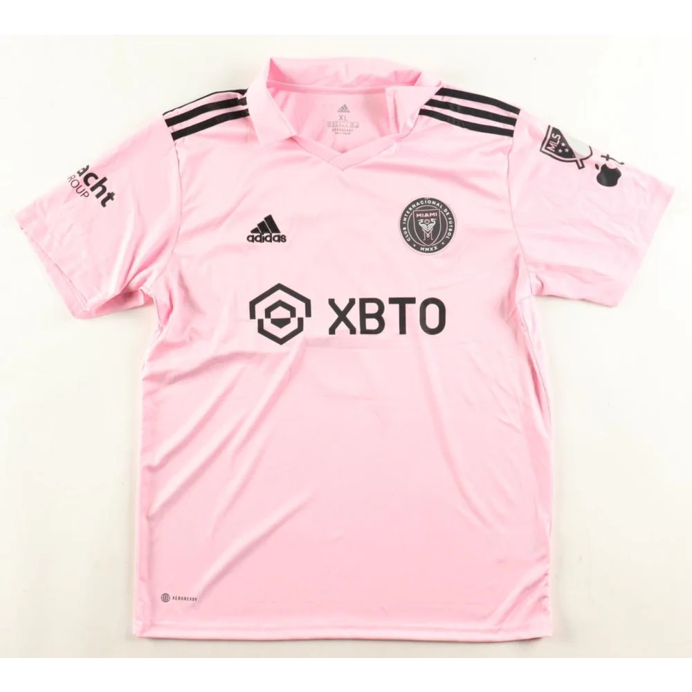 Luis Suarez Inter Miami signed pink short-sleeved soccer jersey with black accents