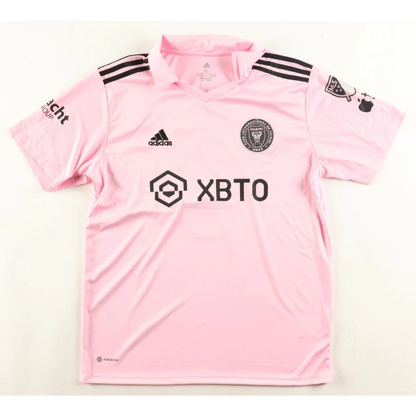 Luis Suarez Inter Miami signed pink short-sleeved soccer jersey with black accents