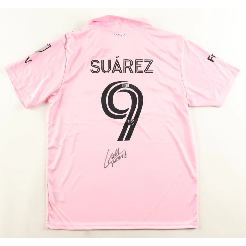 Luis Suarez Inter Miami signed pink jersey with signature and 9 on the back