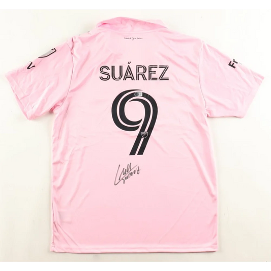 Luis Suarez Inter Miami signed pink jersey with signature and 9 on the back
