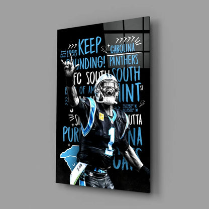 Carolina Panthers Bold Typography Glass Wall Art Poster | Glass Wall Art Print | vintageantiquesgifts.com