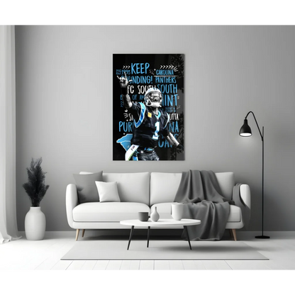 Carolina Panthers Bold Typography Glass Wall Art Poster | Modern Wall Art Decor | vintageantiquesgifts.com