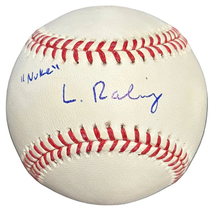 Luke Raley autographed MLB baseball with red stitching