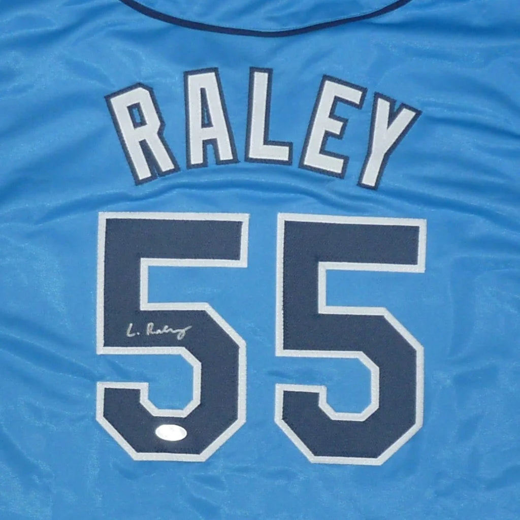 Luke Raley autographed Tampa Bay custom jersey light blue with Raley 55