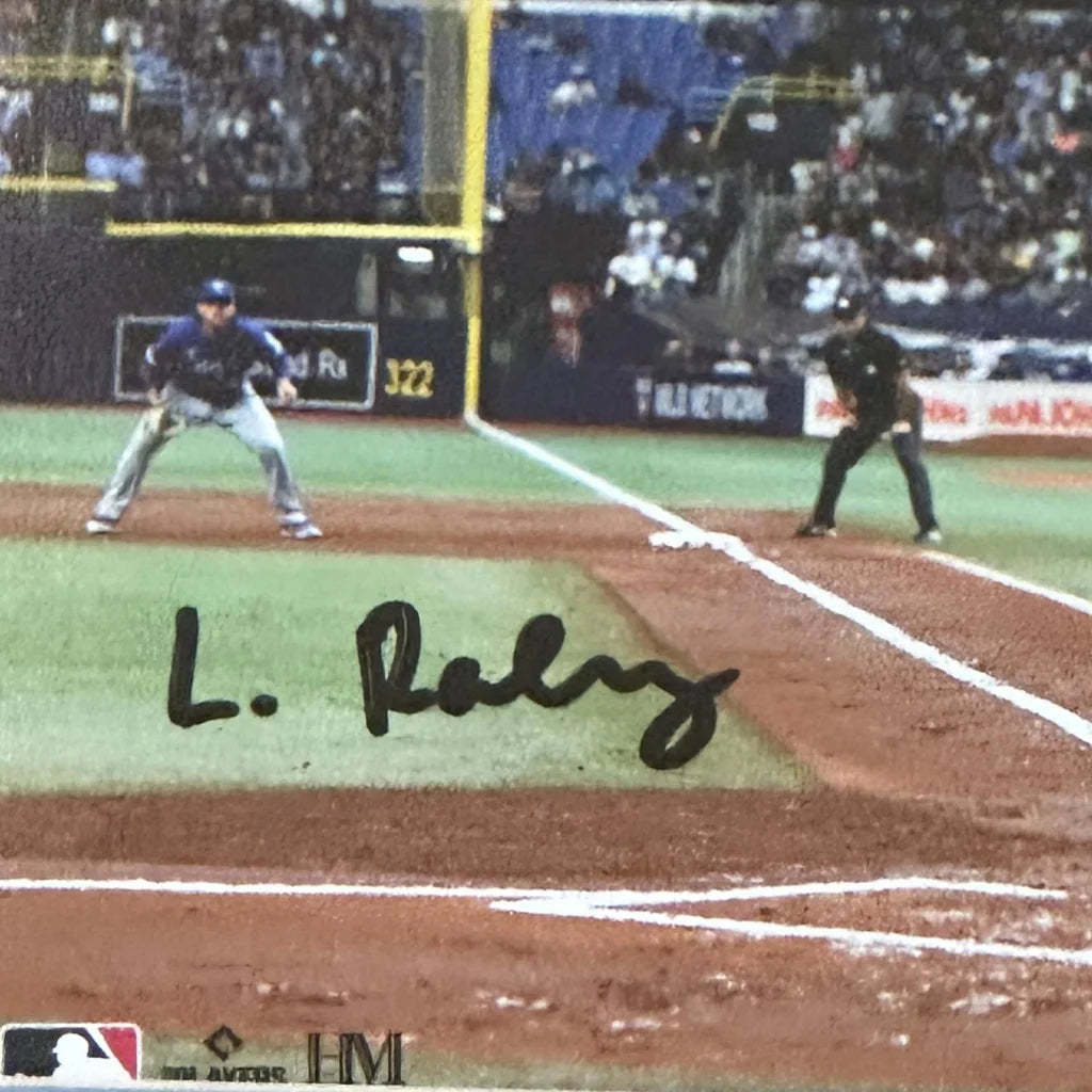 Luke Raley autographed Tampa Bay Rays framed photo with blue white cap