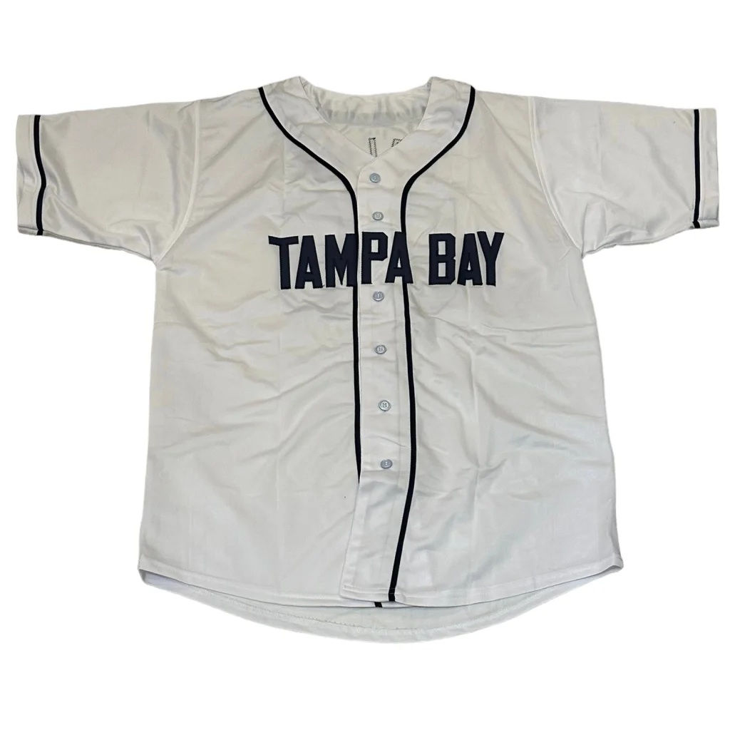 Luke Raley autographed Tampa Bay white #55 custom jersey with black trim