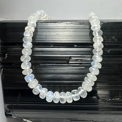 Luminous moonstone rondele bead necklace in sterling silver
