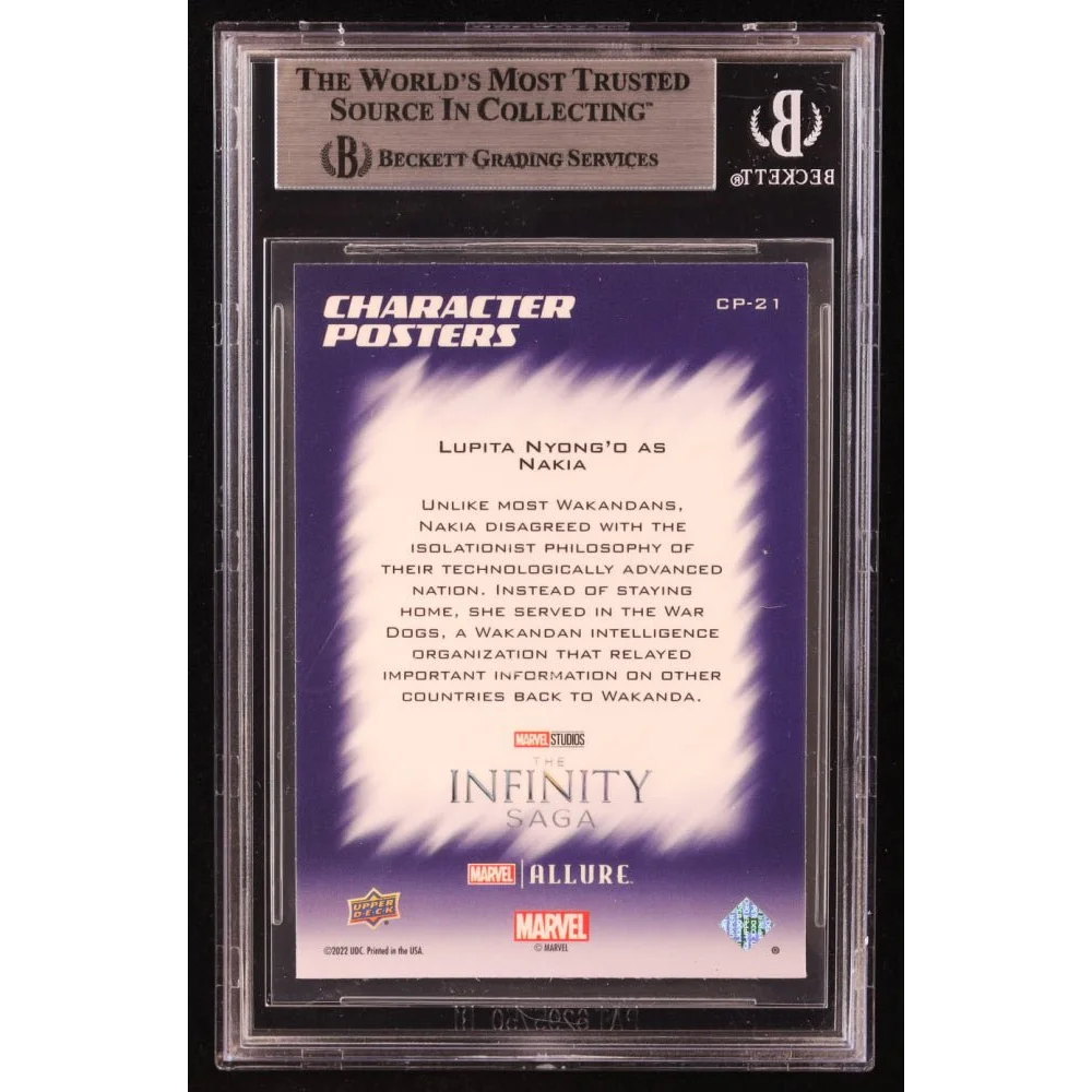 Graded Nakia Marvel trading card with Lupita Nyong’o autograph from The Infinity Saga