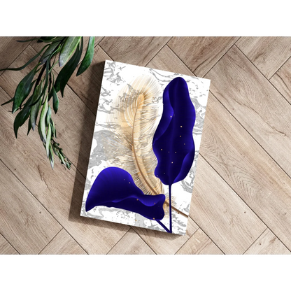 Luxe Gold Feather Marble Aluminum Wall Art Print on marble background