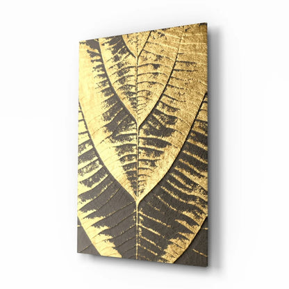 Luxe shimmering gold leaf wall art with metallic texture