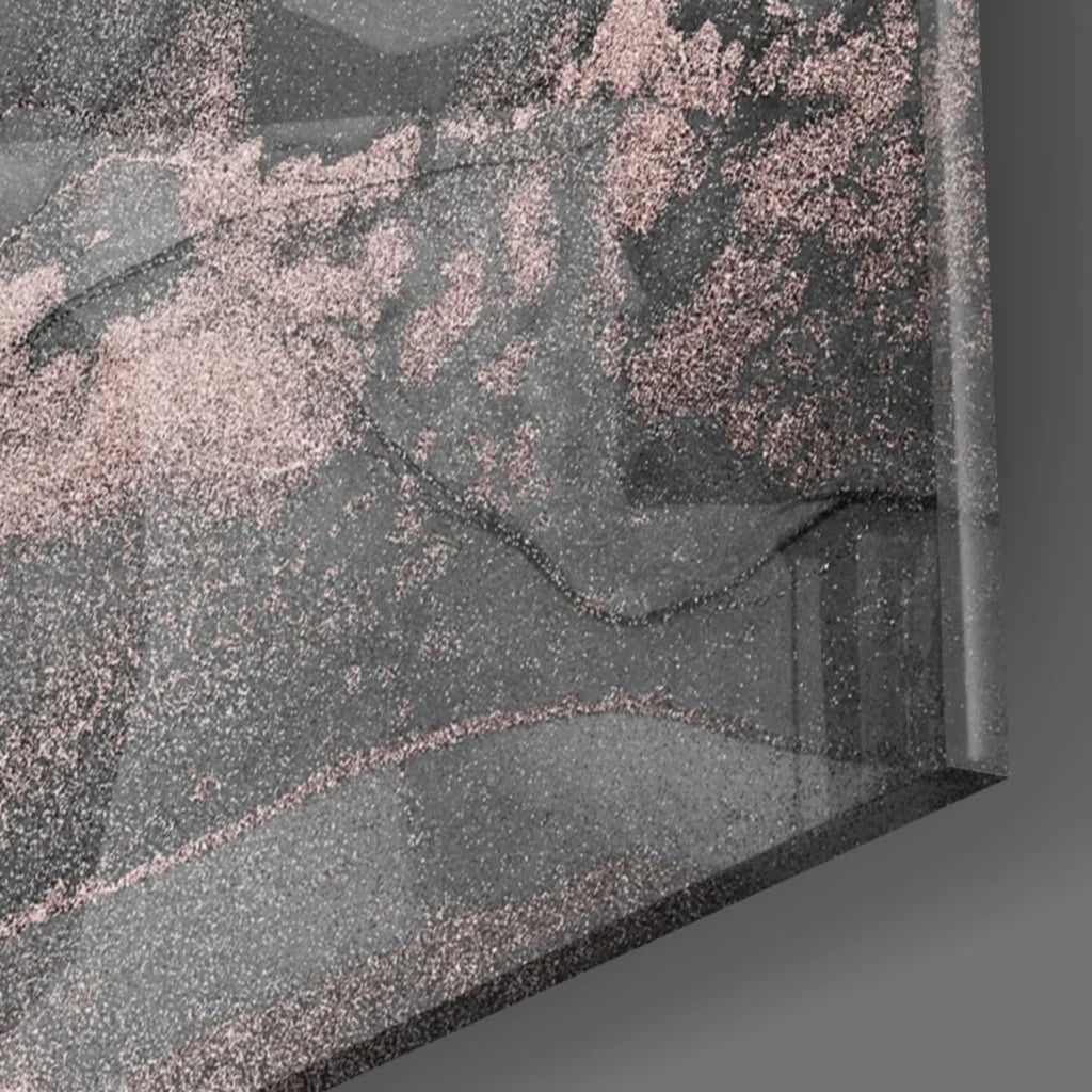 Luxe Rose Gold Marble canvas wall art with pink glitter branches