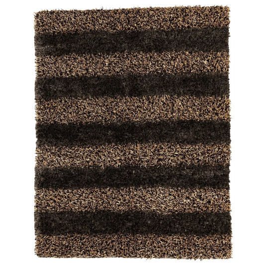 Luxe Striped Shag Rug with plush brown and tan stripes