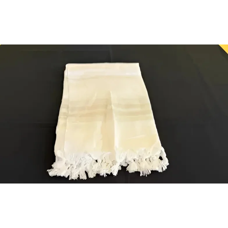 Cream-colored Turkish cashmere shawl with fringed ends, perfect cashmere shawl for elegance