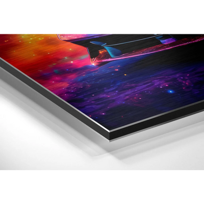 Cosmic Nebula Spaceship Art on Brushed Aluminium Dibond Print | Glass Wall Art Print | vintageantiquesgifts.com