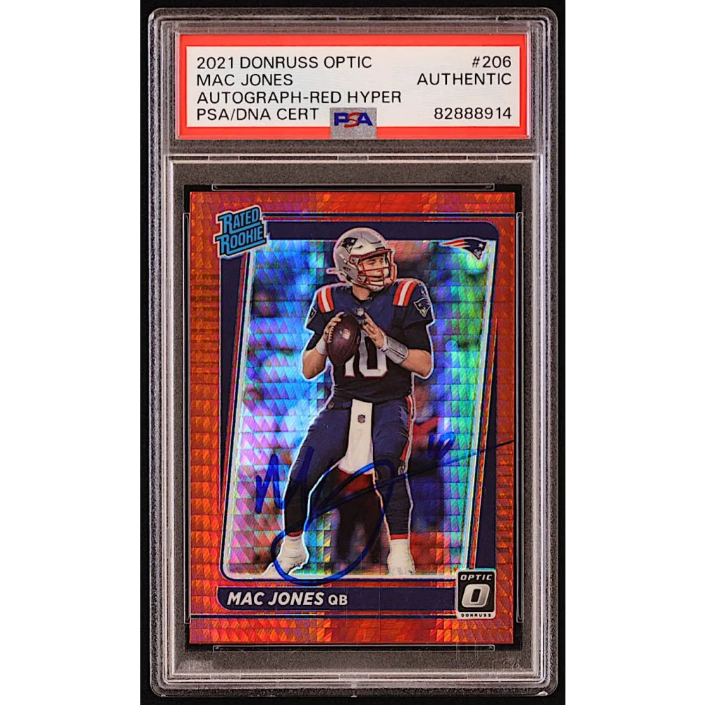 Mac Jones 2021 Donruss Optic Red Hyper Autograph Rookie Card PSA Graded