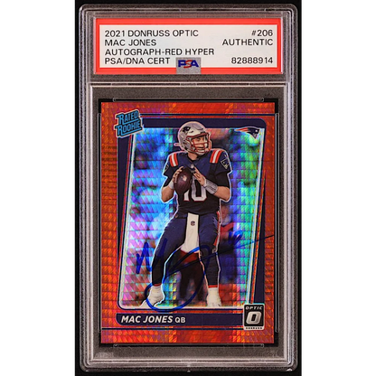 Mac Jones 2021 Donruss Optic Red Hyper Autograph Rookie Card PSA Graded