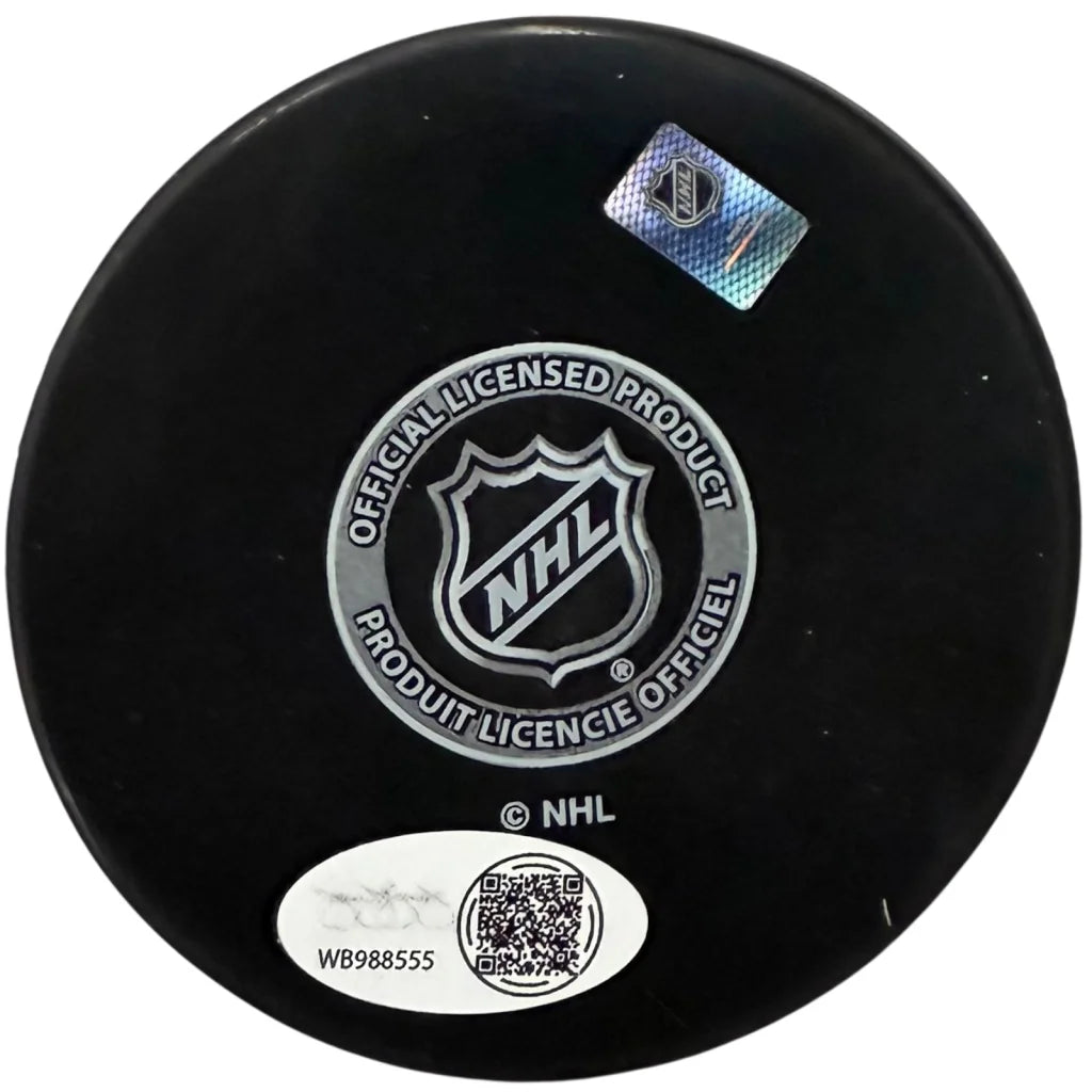 Mackie Samoskevich autographed Florida Panthers black NHL puck with JSA hologram