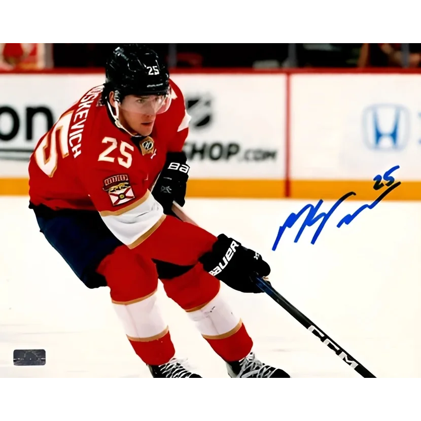 Mackie Samoskevich autographed Florida Panthers hockey stick with blue grip