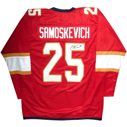 Mackie Samoskevich autographed Florida red jersey number 25