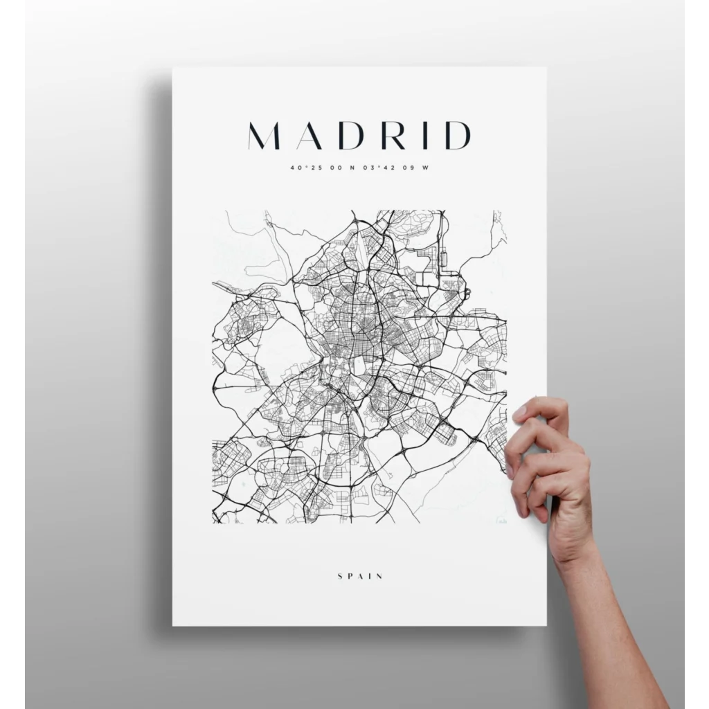 Madrid Map Insigne Aluminum Prints Bring Modern Elegance Home | Insigneart USA | vintageantiquesgifts.com