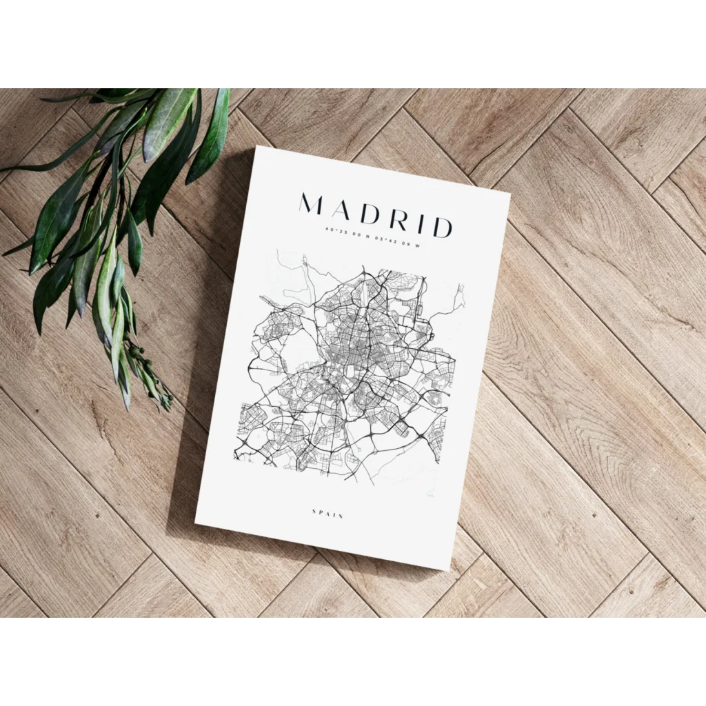 Madrid Map Insigne Aluminum Prints Bring Modern Elegance Home | Modern Wall Art Decor | vintageantiquesgifts.com