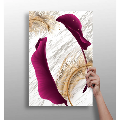 Magenta calla lily canvas print with gold accents on white background