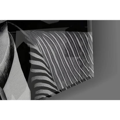 Sleek black-and-white striped wall art panel with dotted texture