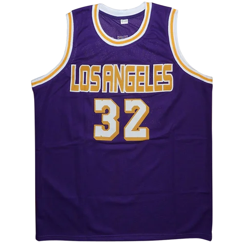 Magic Johnson autographed purple Los Angeles Lakers #32 custom jersey