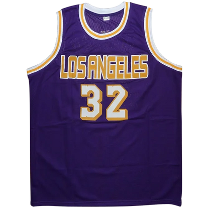 Magic Johnson autographed purple Los Angeles Lakers #32 custom jersey