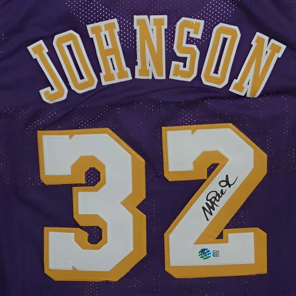 Magic Johnson autographed purple Los Angeles Lakers jersey #32