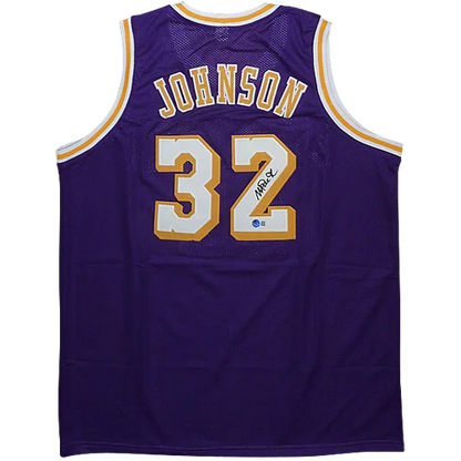 Magic Johnson autographed Los Angeles Lakers purple jersey with Johnson 32