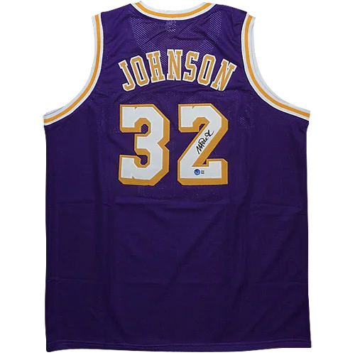 Magic Johnson autographed Los Angeles Lakers purple jersey with Johnson 32