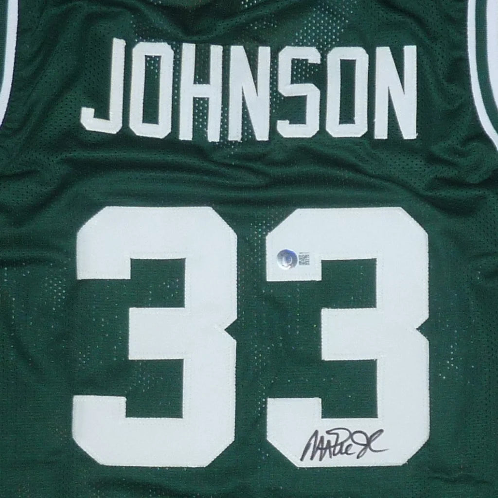 Autographed Michigan State Spartans green jersey with Johnson 33 signature