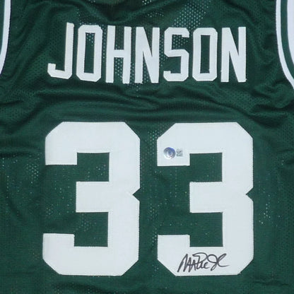 Autographed Michigan State Spartans green jersey with Johnson 33 signature