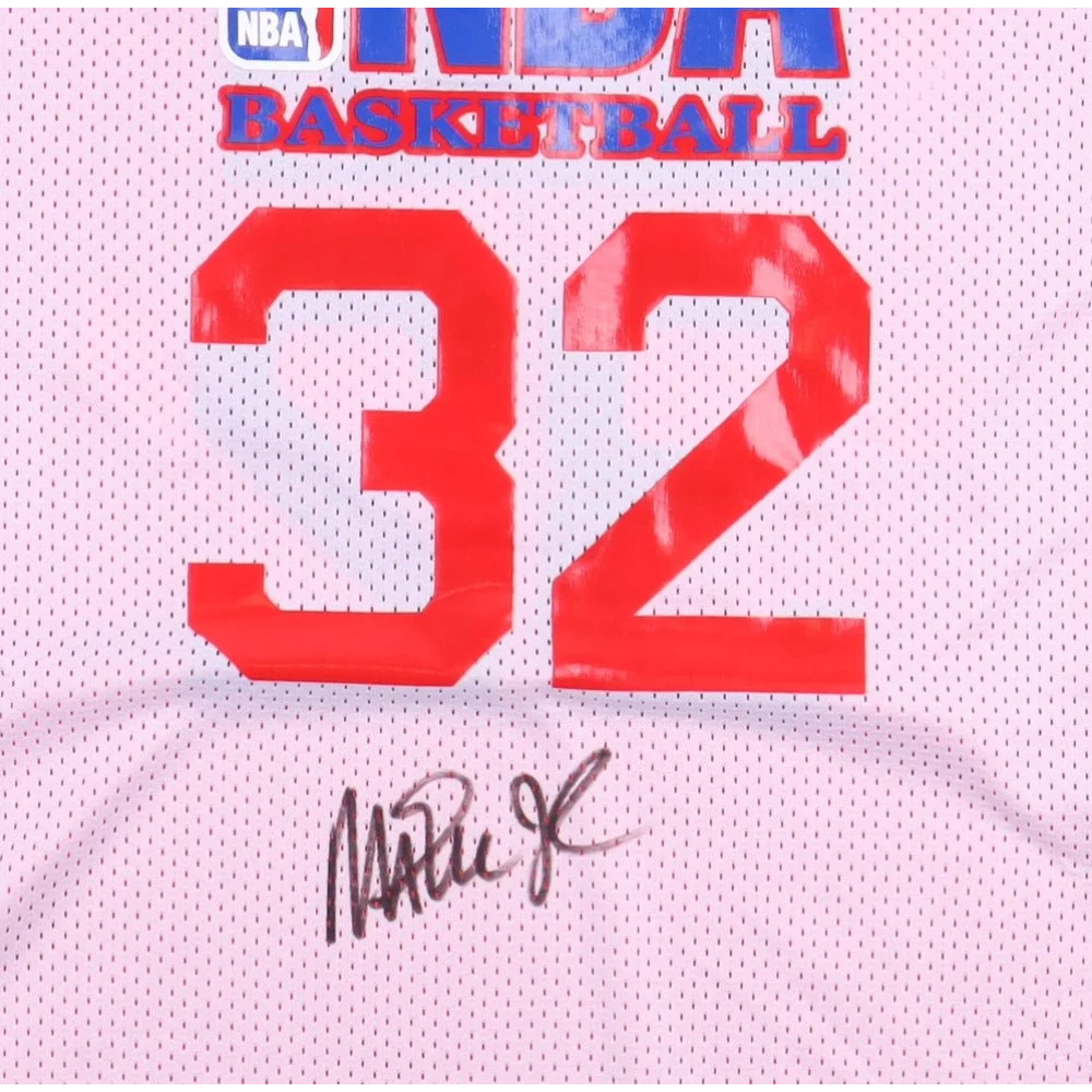 Magic Johnson signed white basketball jersey with red 32 number and black autograph