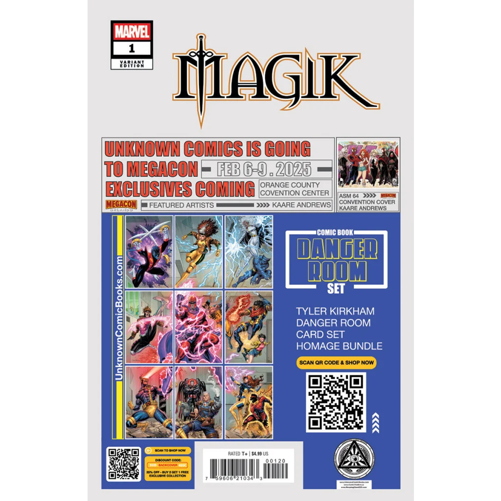 Comic book cover of Magik #1 by Alexander Lozano, Virgin Variant, Marvel logo at top