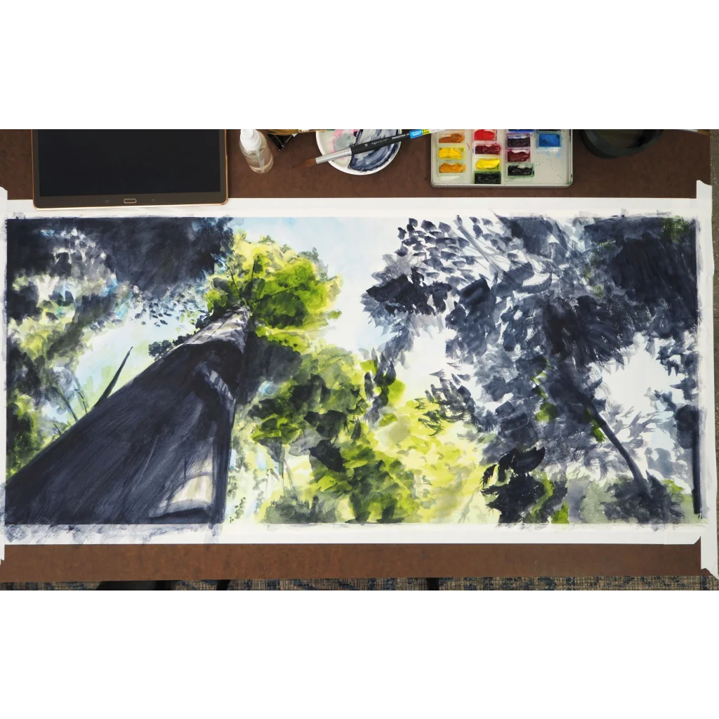 Majestic Armstrong Redwoods watercolor forest art print