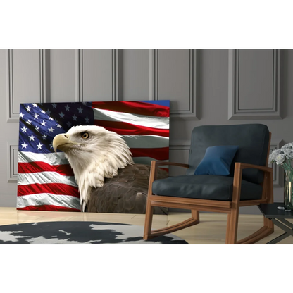Majestic Bald Eagle American Flag Canvas Wall Art