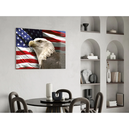 Majestic bald eagle American flag wall art canvas print