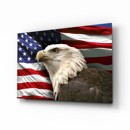 Majestic bald eagle American flag wall art canvas print
