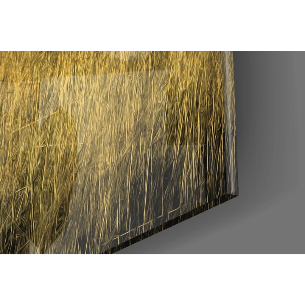 Majestic Elephant wall art with golden savanna texture on black