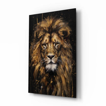 Majestic Lion Head on Glass Wall Art Print