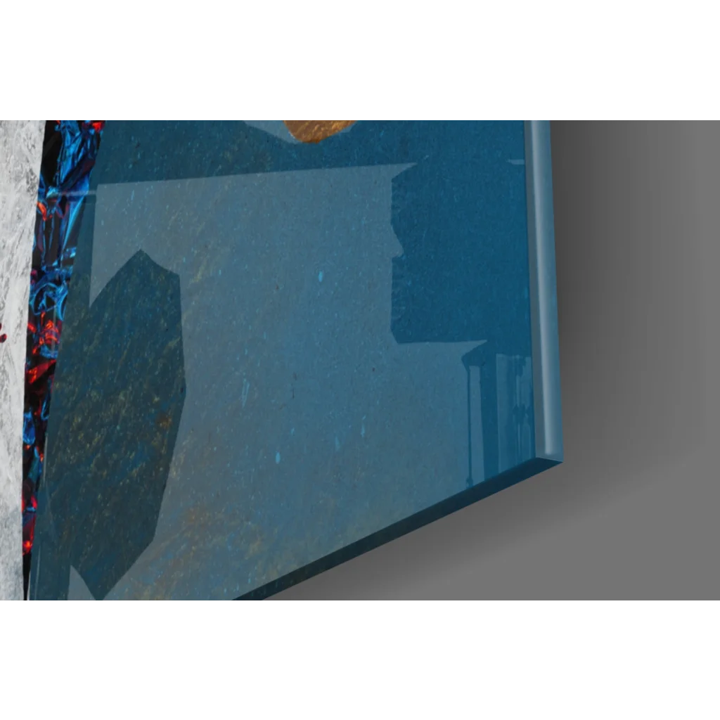 Majestic White Horse Gold Floral blue reflective glass wall art