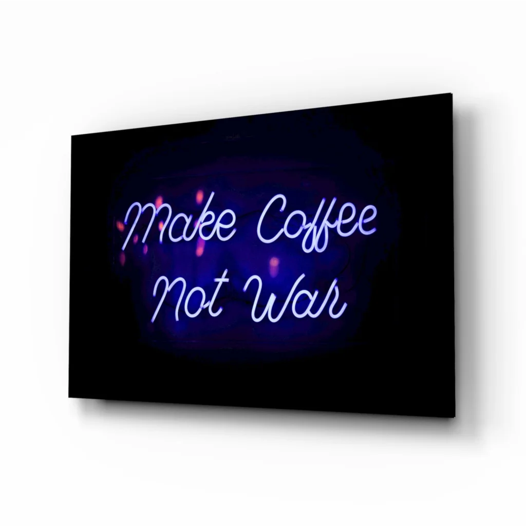 Neon Coffee Vibes Glass Wall Art That Glows | Insigneart USA | vintageantiquesgifts.com