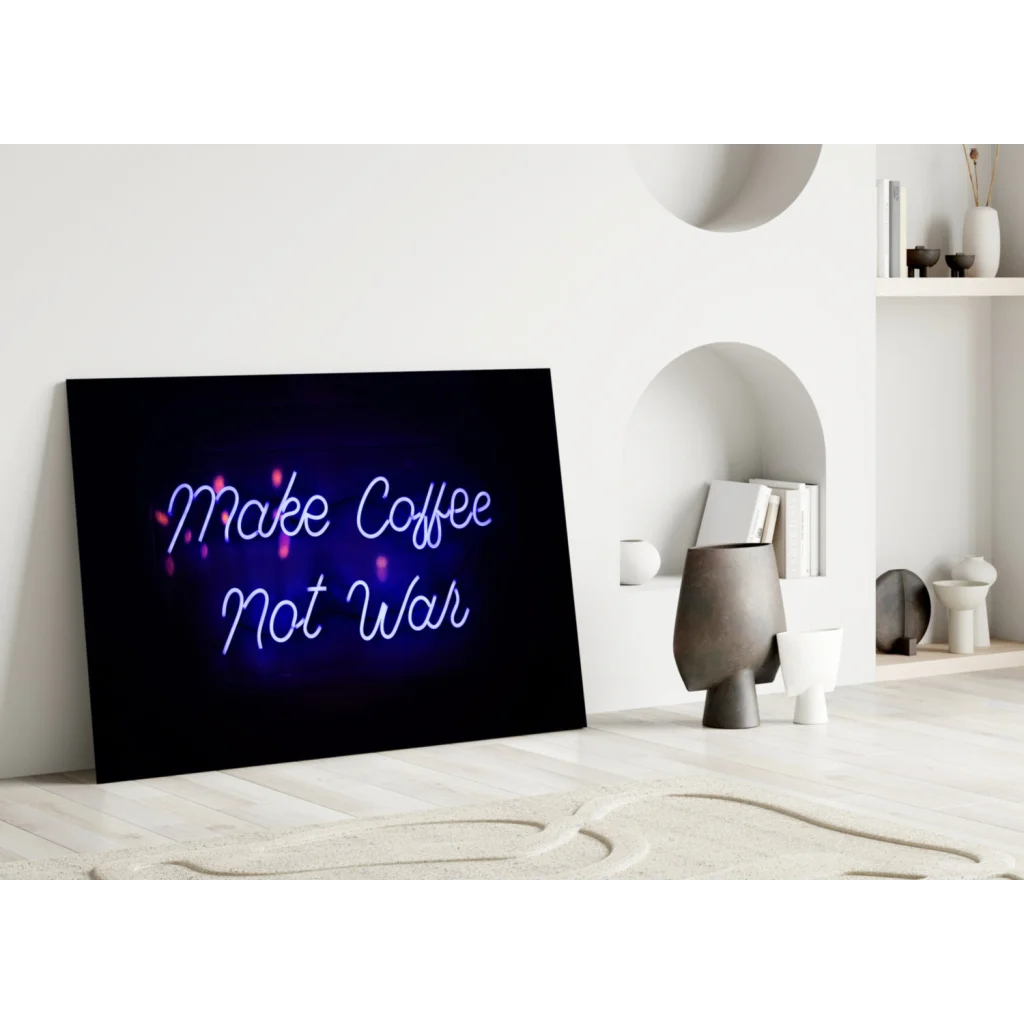 Neon Coffee Vibes Glass Wall Art That Glows | Modern Wall Art Decor | vintageantiquesgifts.com