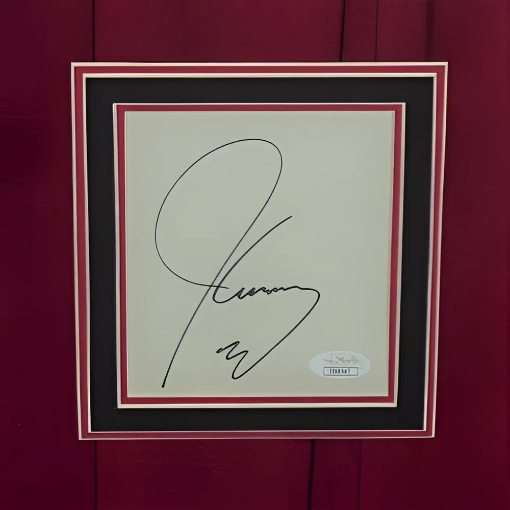 Deluxe framed Man on the Moon poster with Andy Kaufman and Jim Carrey autographs