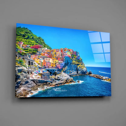 Stunning Coastal Village Canvas Wall Art Print | Glass Wall Art Print | vintageantiquesgifts.com