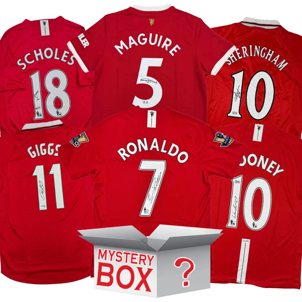 Manchester United Autographed Soccer Jersey Mystery Box with PSA JSA or Beckett COA | Hall of Fame Sports Memorabilia | vintageantiquesgifts.com